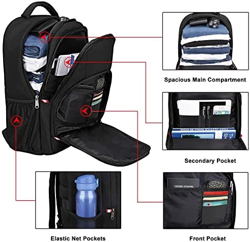 Travel Laptop Backpack, Black Backpack for Men and Women with USB Slit Business Computer Back Pack (Black, 15.6 Inch) - Image 4