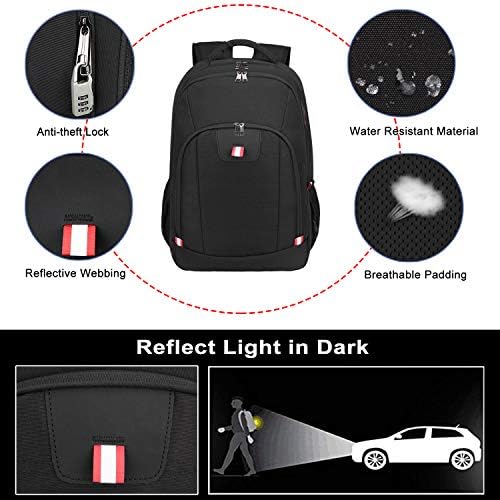 Travel Laptop Backpack, Black Backpack for Men and Women with USB Slit Business Computer Back Pack (Black, 15.6 Inch) - Image 5